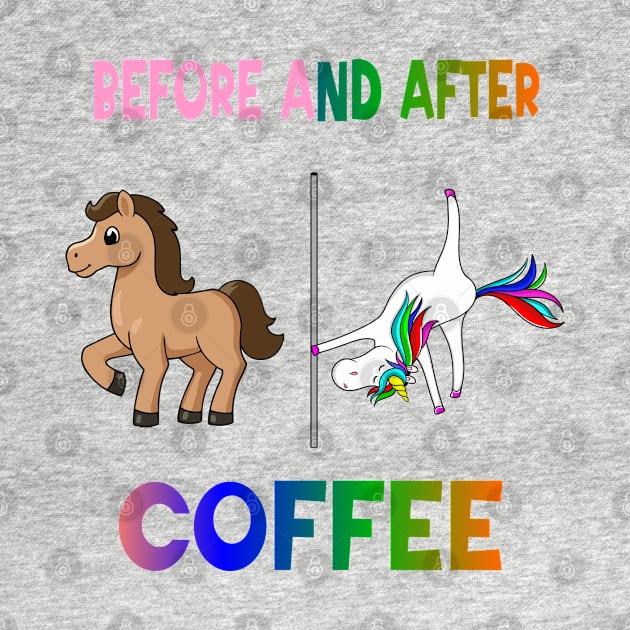 Before and after coffee Unicorn by A Zee Marketing